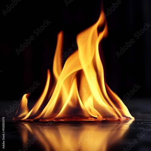 Burning Fire Flame Isolated on Dark Background