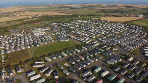 Drone. Seaside. UK holiday caravan campsite.  photo