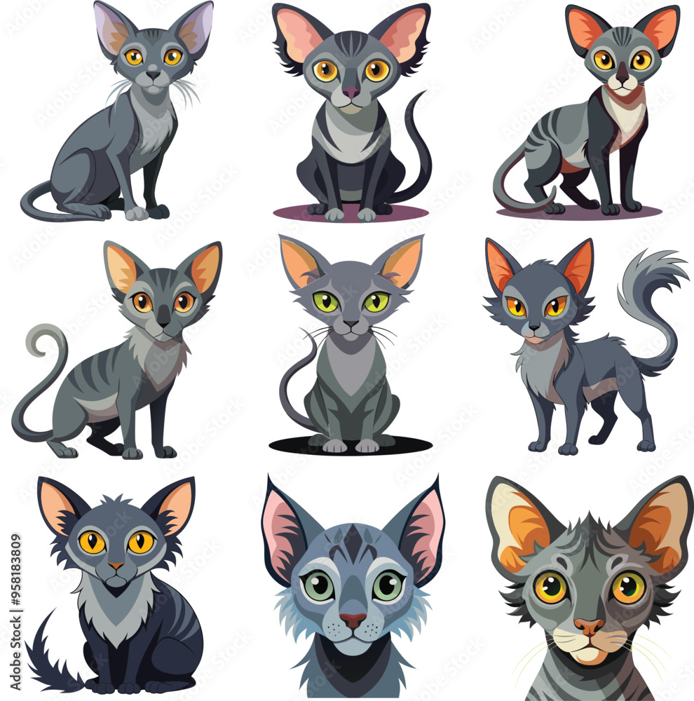 Lykoi Cats Vector Set Lykoi Cats Vector Set