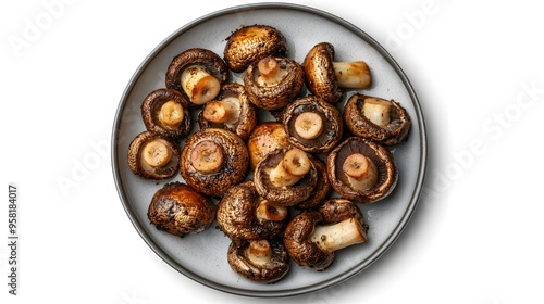 Fresh roasted mushrooms on plate: a delicious and nutritious vegetarian delight