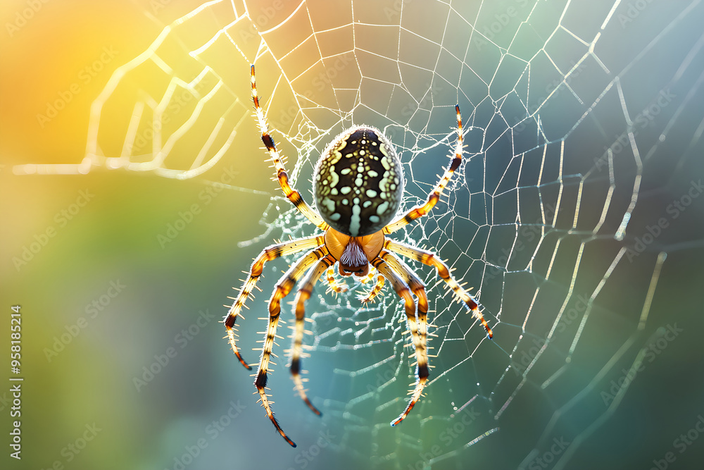 Spider Web Close up with Orb Weaver Spider Spider Web Close up with Orb Weaver Spider