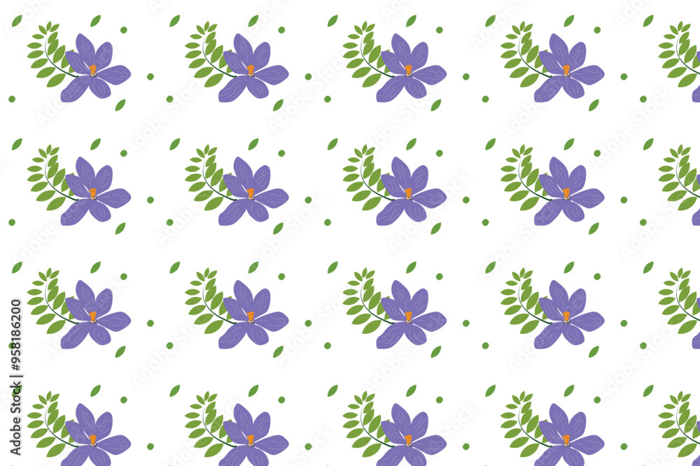 seamless pattern with green leaves and flower seamless pattern with green leaves and flower