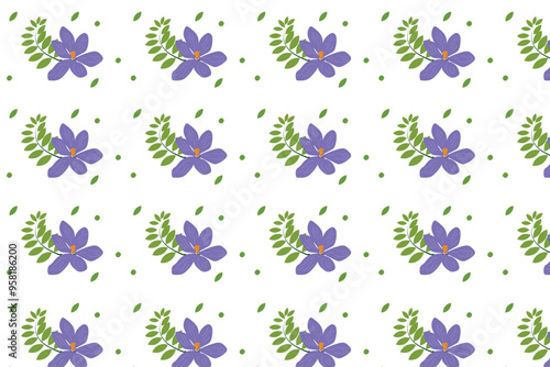 seamless pattern with green leaves and flower