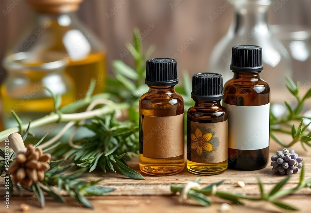 Essential Oil Bottle Aromatic Herb and Flower Essence for Natural Aromatherapy and Homeopathy Essential Oil Bottle Aromatic Herb and Flower Essence for Natural Aromatherapy and Homeopathy