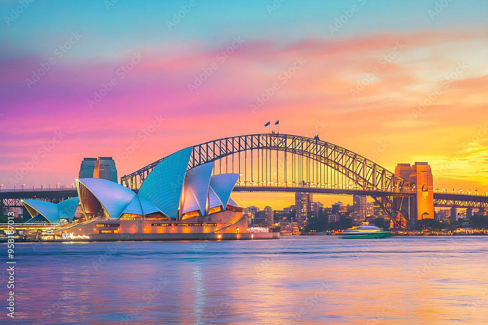 Sydney Opera House and Harbour Bridge at Sunset Sydney Opera House and Harbour Bridge at Sunset