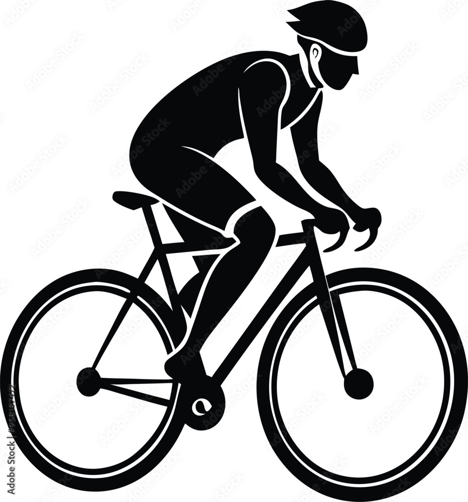 Naklejka premium silhouette of a person riding a bicycle