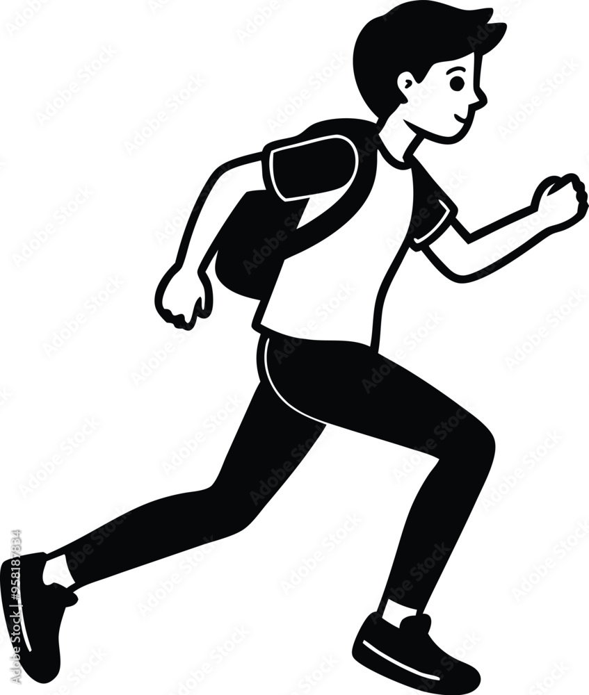 silhouette Running to school silhouette Running to school