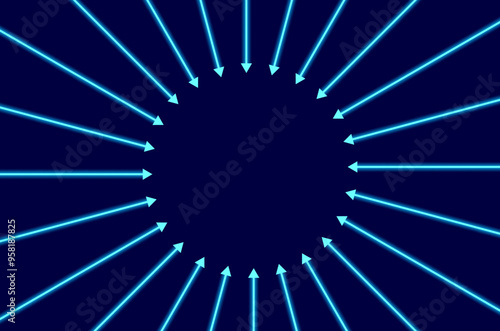 Abstract blue glowing arrow technology background.
Blue circular arrows illustration pointing or moving towards the center