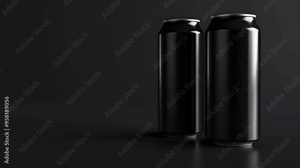 Matte black aluminum energy drink can mockup with detailed 3D product rendering. Matte black aluminum energy drink can mockup with detailed 3D product rendering.