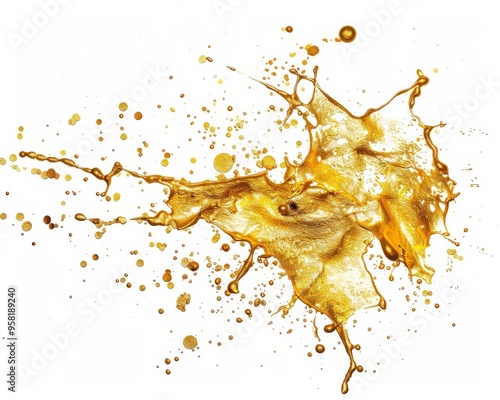 Gold Splatter Paint Splash. Sparkle and Glistering Gold Effects in Abstract Art