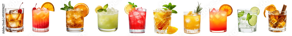 Cocktail drink png cut out element set Cocktail drink png cut out element set