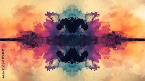 Mesmerizing Symmetrical Rorschach Inkblot Test with Organic Textures and Vivid Colors