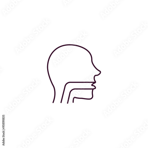 throat outline icon. Linear vector from people concept. Thin line throat icon isolated on white background