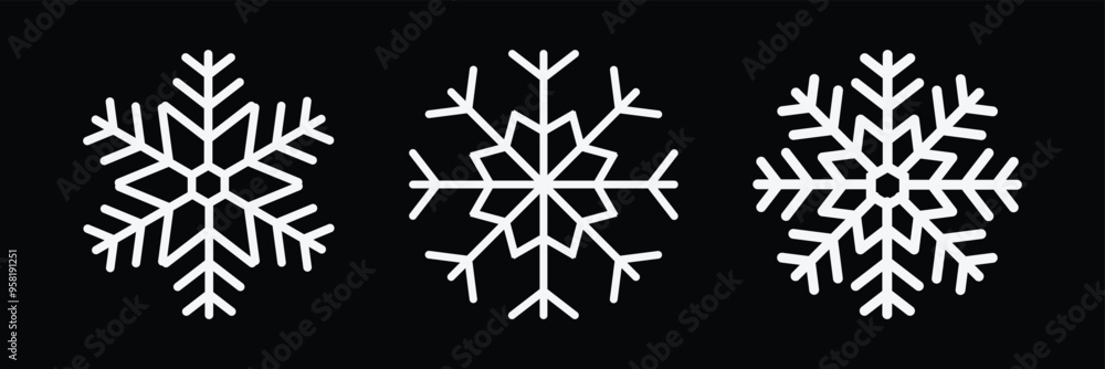 Snowflake icon set. Snow vector set. Christmas snow icon set. Isolated graphic illustration snowfall. Simple snowflake icon in vector design flat style. snow icon. Eps 10. Snowflake icon set. Snow vector set. Christmas snow icon set. Isolated graphic illustration snowfall. Simple snowflake icon in vector design flat style. snow icon. Eps 10.