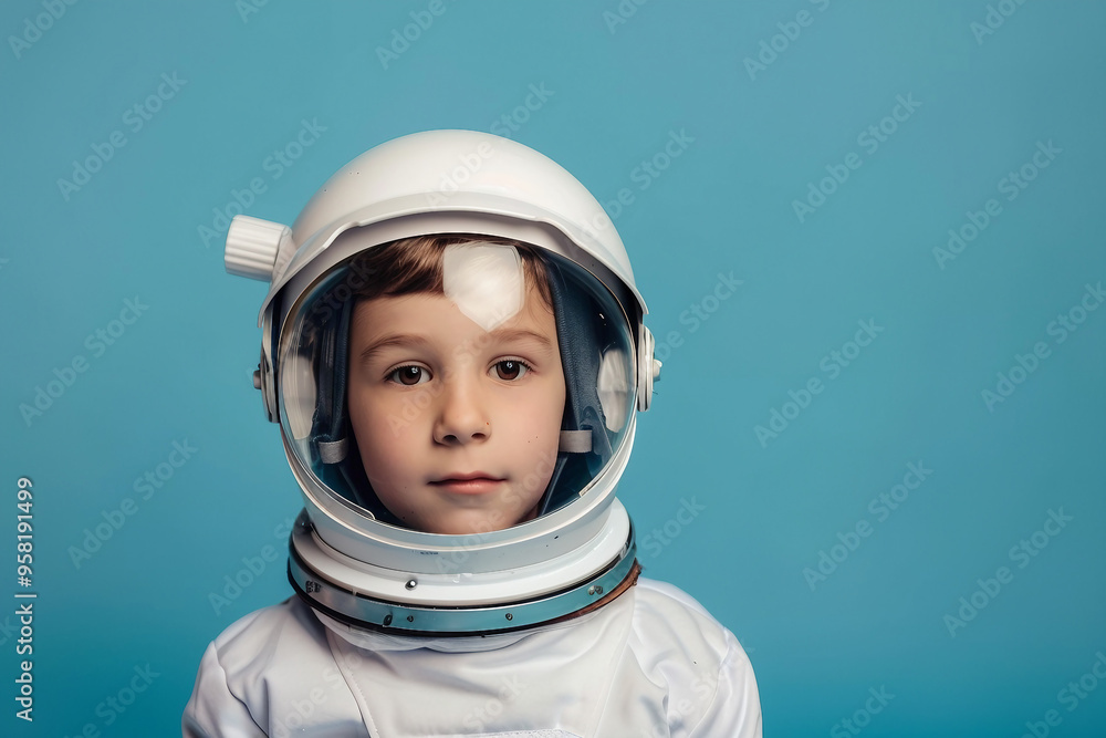 Generated with AI portrait of adorable cute child cosmonaut Generated with AI portrait of adorable cute child cosmonaut