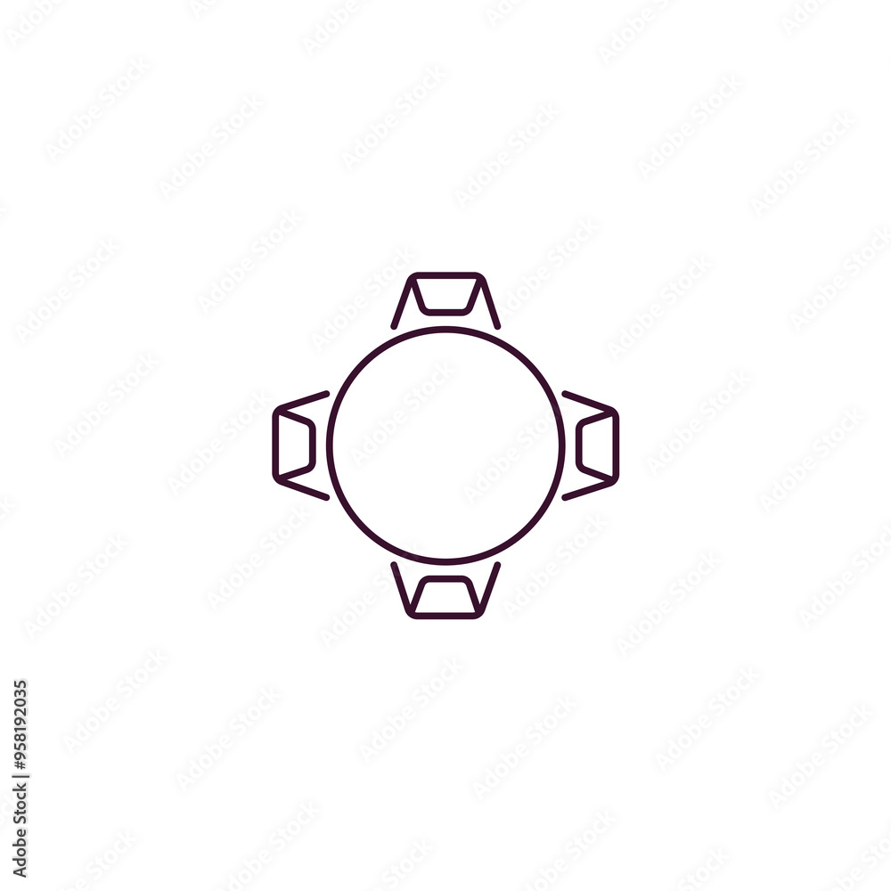 round table outline icon. Linear vector from people concept. Thin line round table icon isolated on white background