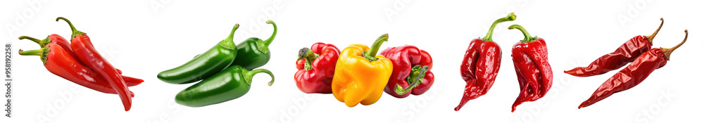 Pepper vegetable png cut out element set Pepper vegetable png cut out element set