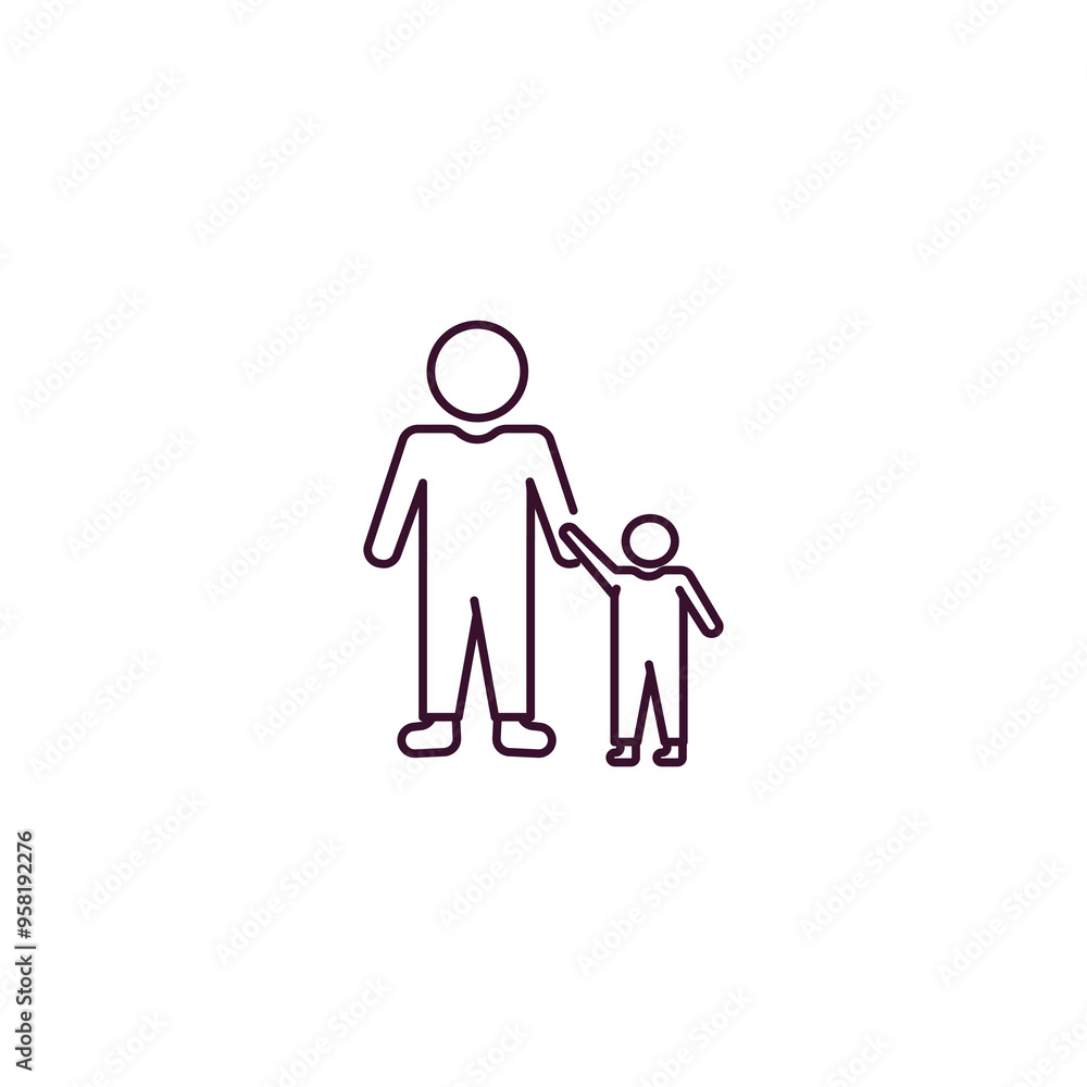 father and children outline icon. Linear vector from people concept. Thin line father and children icon isolated on white background father and children outline icon. Linear vector from people concept. Thin line father and children icon isolated on white background