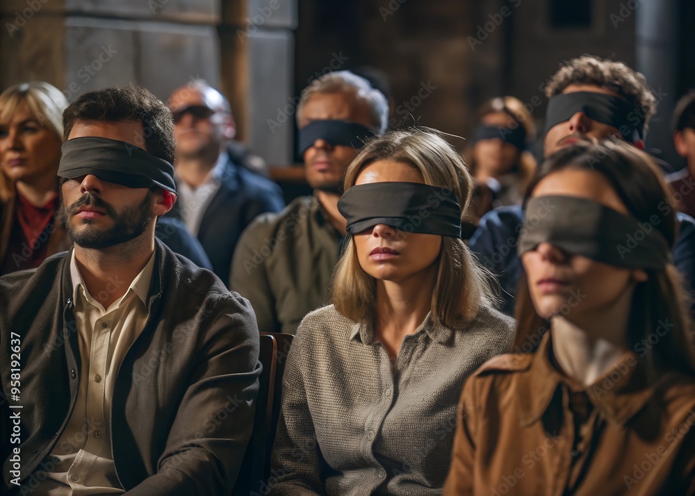 Fototapeta premium audience with blindfolded eyes