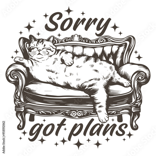 Sorry Got Plans Trendy Vintage Cat SVG