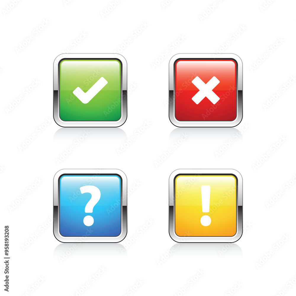 Tick, cross icon button set. Check mark icons. Vector illustration Tick, cross icon button set. Check mark icons. Vector illustration
