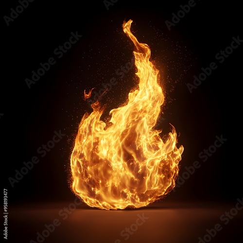 Blazing 3D Fiery Inferno with Explosive Flames Scorching Heat and Roaring Firestorm photo