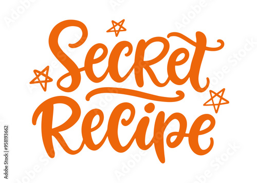 Secret Recipe Cooking logo hand written lettering
