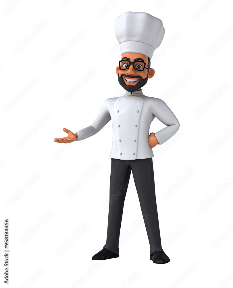Fun 3D cartoon illustration of an indian chef with alpha Fun 3D cartoon illustration of an indian chef with alpha