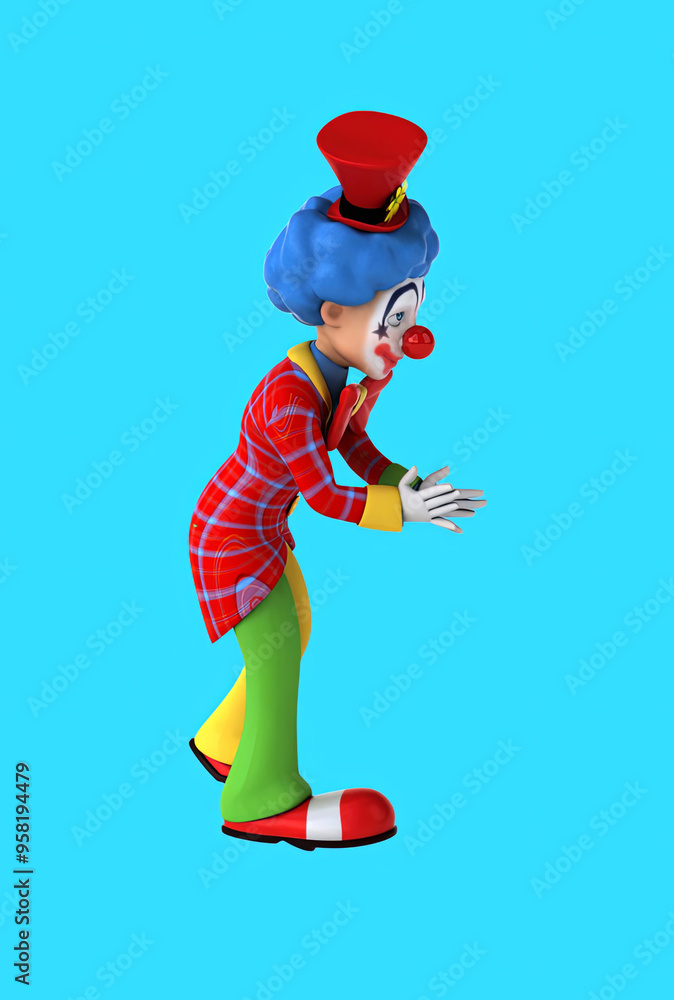 Fun 3D cartoon clown clapping Fun 3D cartoon clown clapping