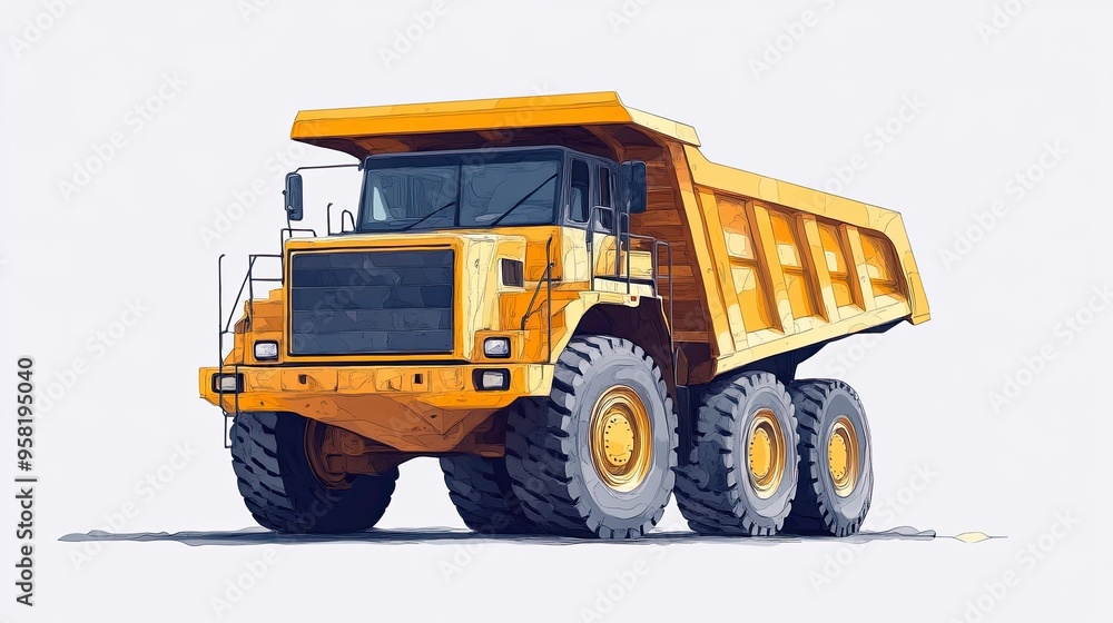 dump truck flat design front view material handling water color vivid dump truck flat design front view material handling water color vivid