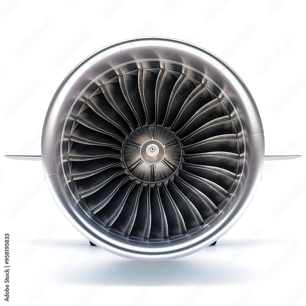 A sleek jet engine stands boldly against a crisp white background isolated A sleek jet engine stands boldly against a crisp white background isolated