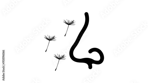 Seasonal allergy, black isolated silhouette