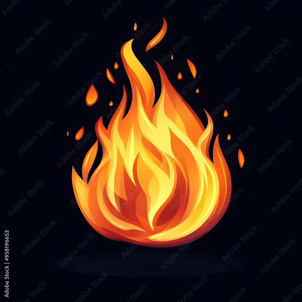 Vibrant Orange Flames Burning Brightly in the Darkness Representing Intensity and Energy Vibrant Orange Flames Burning Brightly in the Darkness Representing Intensity and Energy
