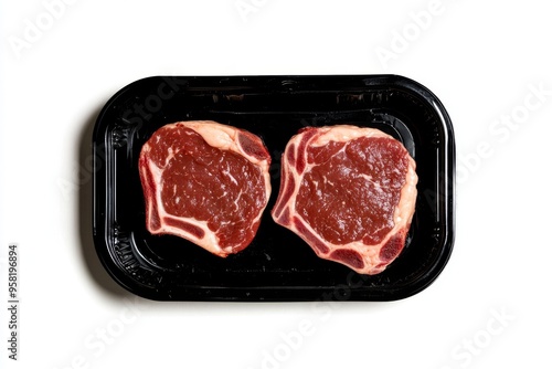 An example of a black and white label on a blank plastic beef tray.