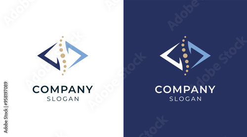 Spine logo design template icon for chiropractic health care science technology