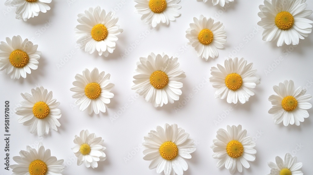 Daisy placed on white paper Daisy placed on white paper