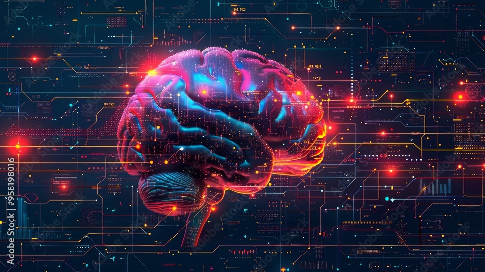 2D flat illustration, AI, analysis, AI, automation, big data, brain, business, cg, cloud computing, communication, computer graphics, concept, creative, cyber, Trendy vector style ,Flat 2D flat illustration, AI, analysis, AI, automation, big data, brain, business, cg, cloud computing, communication, computer graphics, concept, creative, cyber, Trendy vector style ,Flat