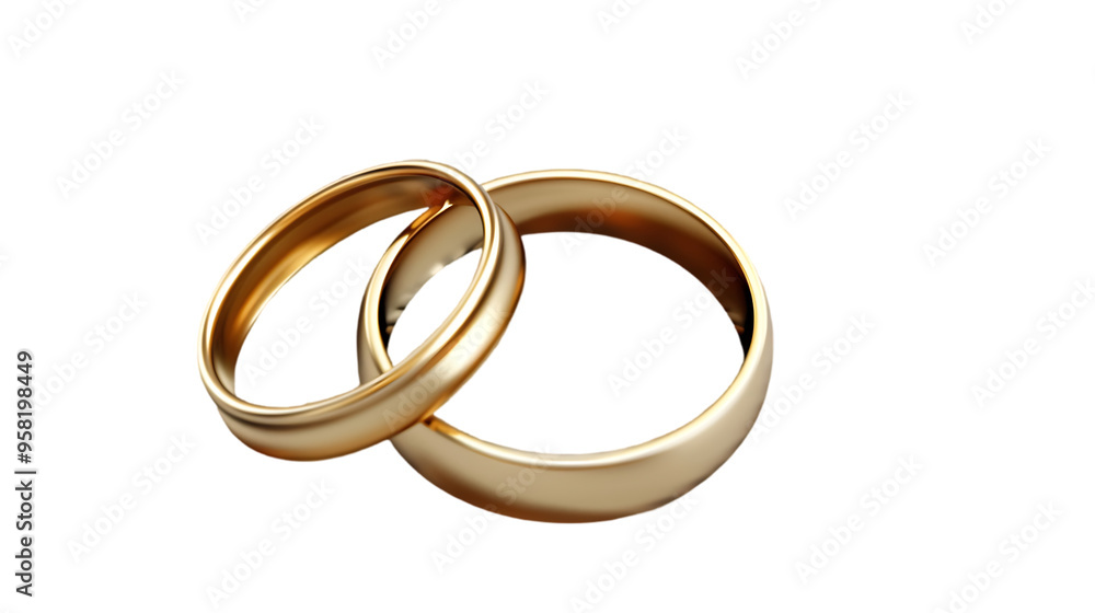 Two golden wedding rings cut out, transparent background
Two golden wedding rings cut out, transparent background