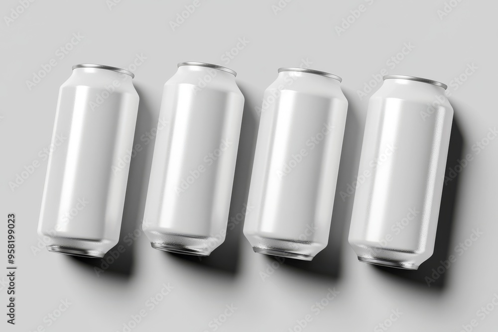 These are isolated mockups of small and big white aluminum soda cans These are isolated mockups of small and big white aluminum soda cans