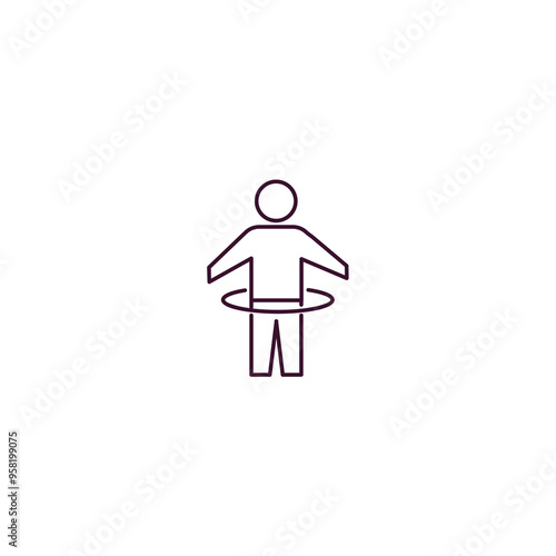 stick man hoop outline icon. Linear vector from gym concept. Thin line stick man hoop icon isolated on white background