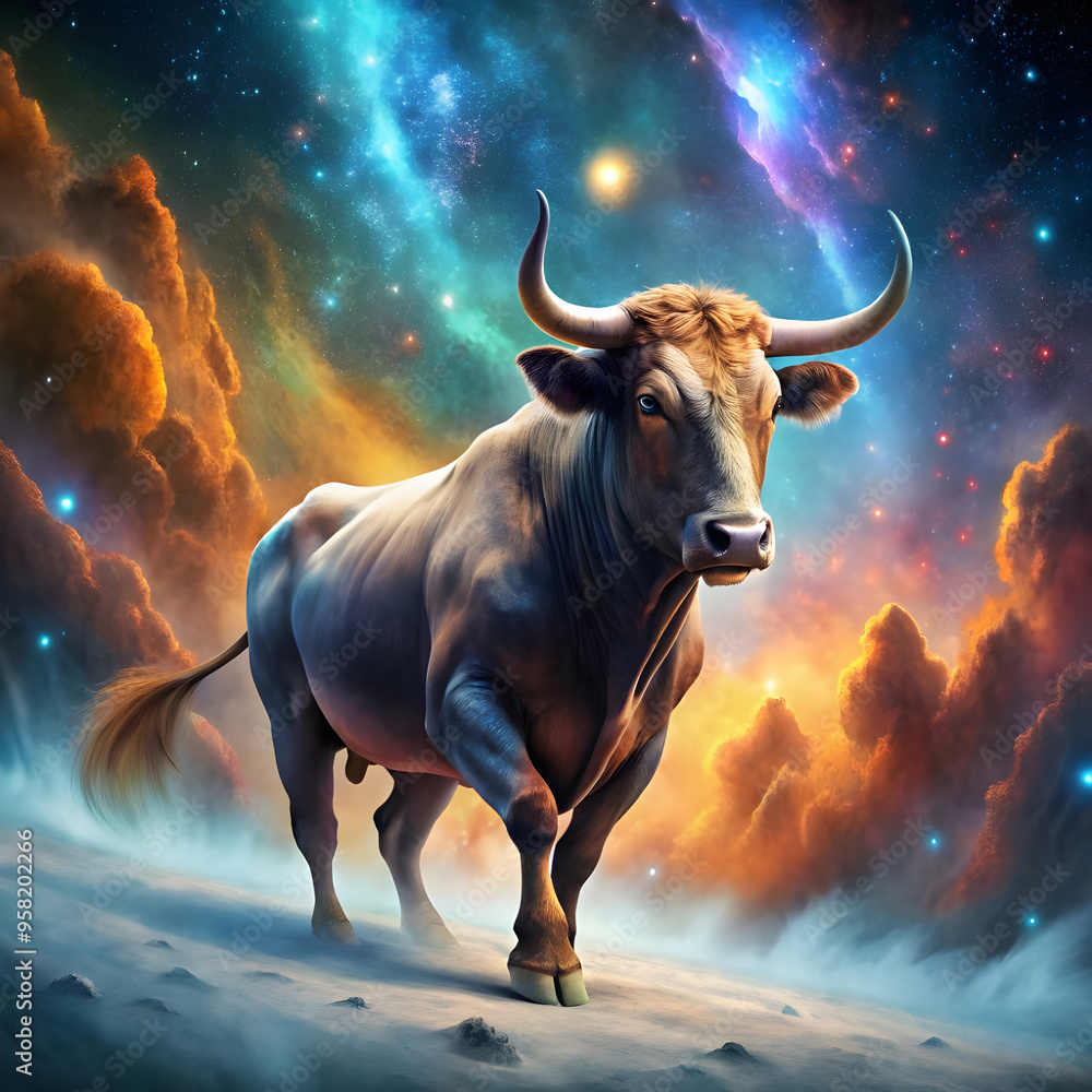 bull on space nebula background wallpaper bull on space nebula background wallpaper