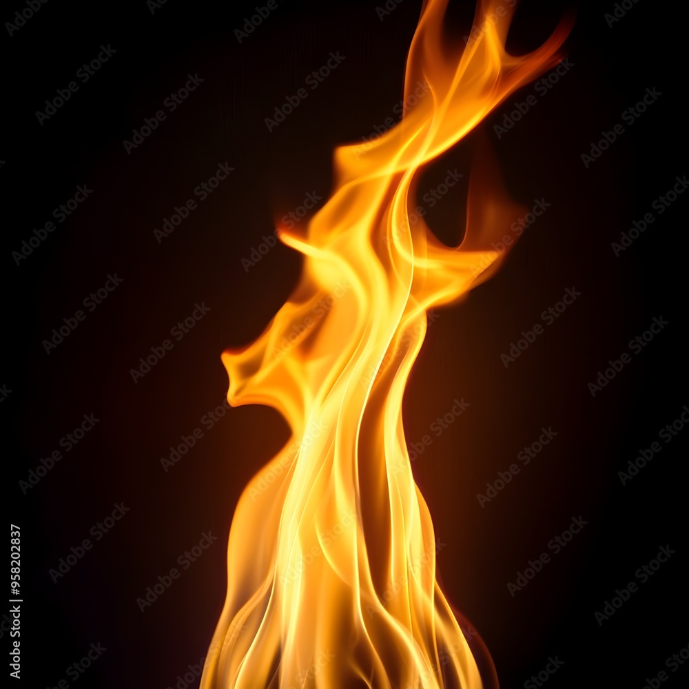 Fiery Flames Dancing in Abstract Fiery Background with Glowing Embers and Sparks Fiery Flames Dancing in Abstract Fiery Background with Glowing Embers and Sparks