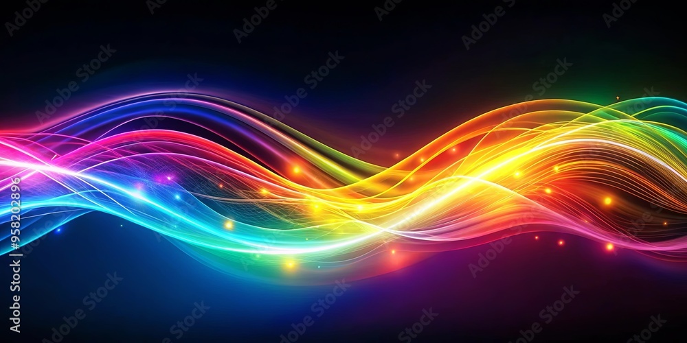 Colorful abstract waves of light creating a vibrant and dynamic scene Colorful abstract waves of light creating a vibrant and dynamic scene
