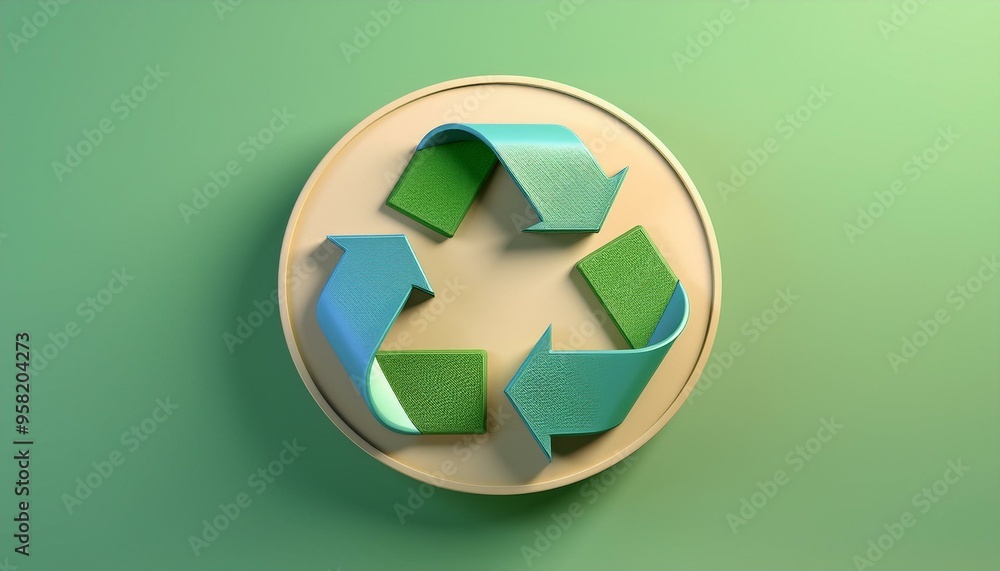 Stylized recycle symbol in vibrant colors, representing sustainability and environmental awareness. Perfect for eco-friendly themes. Stylized recycle symbol in vibrant colors, representing sustainability and environmental awareness. Perfect for eco-friendly themes.