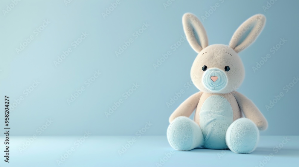 A cartoon bunny on a blue background. A cartoon bunny on a blue background.