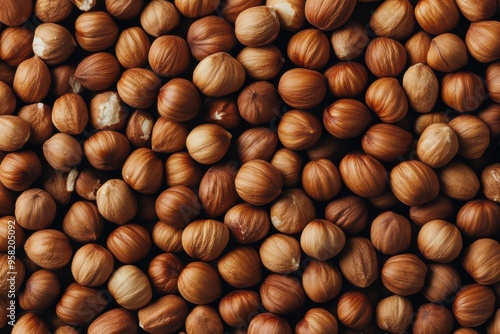 A bounty of freshly harvested hazelnuts on a rustic surface