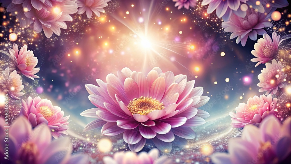 A sparkling center surrounded by flowing petals in a mesmerizing floral composition A sparkling center surrounded by flowing petals in a mesmerizing floral composition