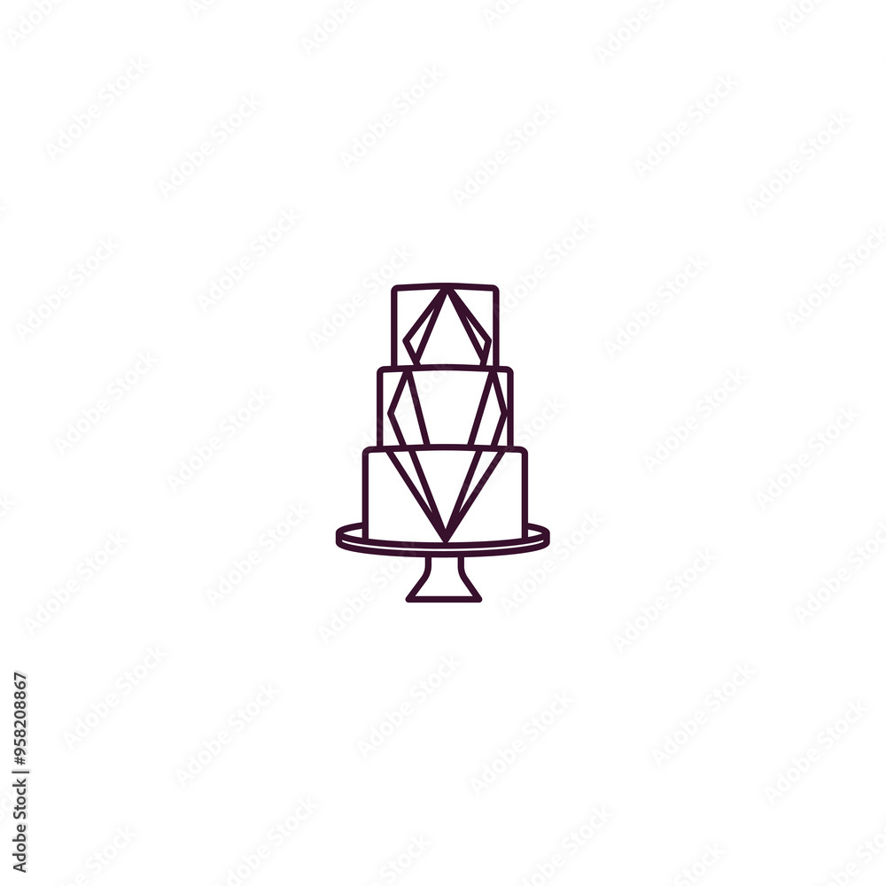 three levels cake outline icon. Linear vector from restaurant concept. Thin line three levels cake icon isolated on white background three levels cake outline icon. Linear vector from restaurant concept. Thin line three levels cake icon isolated on white background