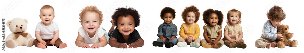 Diverse toddler full body png cut out element set Diverse toddler full body png cut out element set