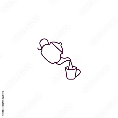 pouring coffe outline icon. Linear vector from restaurant concept. Thin line pouring coffe icon isolated on white background